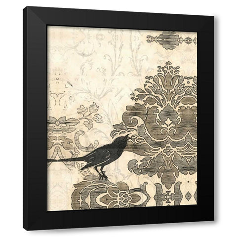 Damask Songbird II Black Modern Wood Framed Art Print by Vess, June Erica