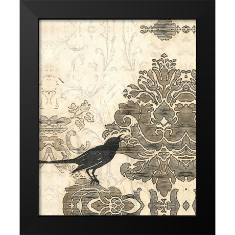 Damask Songbird II Black Modern Wood Framed Art Print by Vess, June Erica