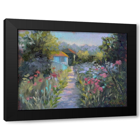 Monets Garden V Black Modern Wood Framed Art Print by Weber, Mary Jean