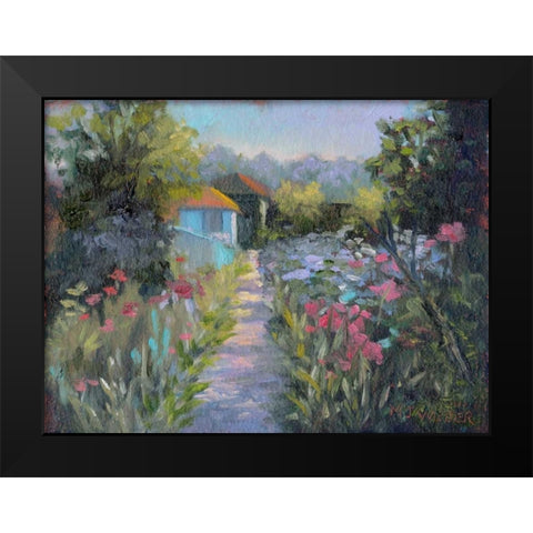 Monets Garden V Black Modern Wood Framed Art Print by Weber, Mary Jean