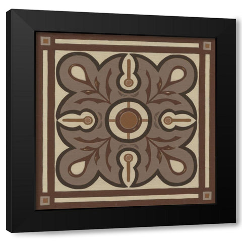 Piazza Tile in Brown III Black Modern Wood Framed Art Print by Vess, June Erica