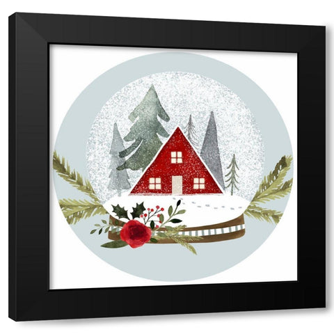 Snow Globe Village Collection C Black Modern Wood Framed Art Print by Barnes, Victoria