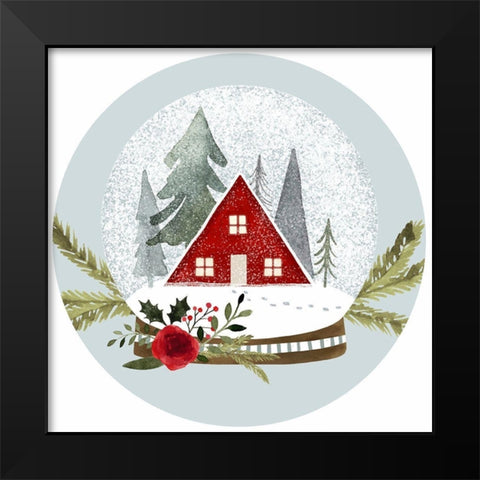 Snow Globe Village Collection C Black Modern Wood Framed Art Print by Barnes, Victoria