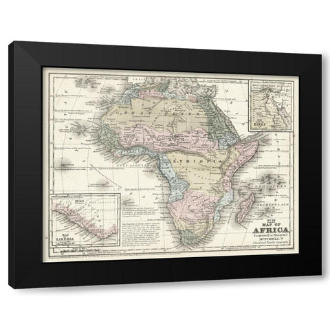 Mitchells Map of Africa Black Modern Wood Framed Art Print by Mitchell