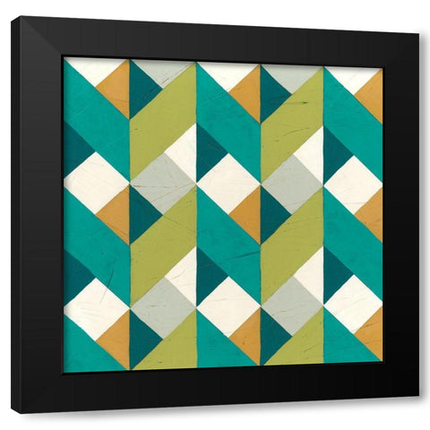 Chevron Illusion II Black Modern Wood Framed Art Print with Double Matting by Vess, June Erica