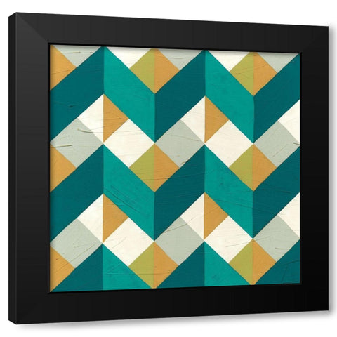 Chevron Illusion III Black Modern Wood Framed Art Print by Vess, June Erica
