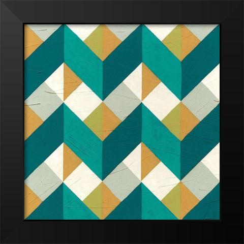 Chevron Illusion III Black Modern Wood Framed Art Print by Vess, June Erica