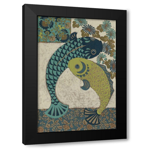Koi Ornament I Black Modern Wood Framed Art Print by Chariklia Zarris