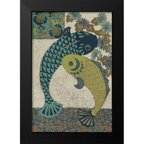 Koi Ornament I Black Modern Wood Framed Art Print by Chariklia Zarris