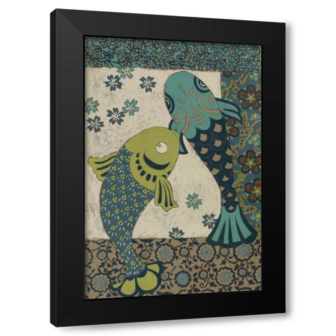 Koi Ornament II Black Modern Wood Framed Art Print with Double Matting by Chariklia Zarris