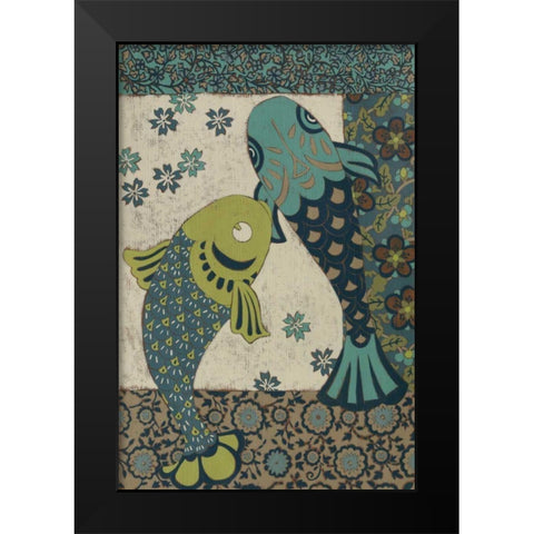 Koi Ornament II Black Modern Wood Framed Art Print by Chariklia Zarris