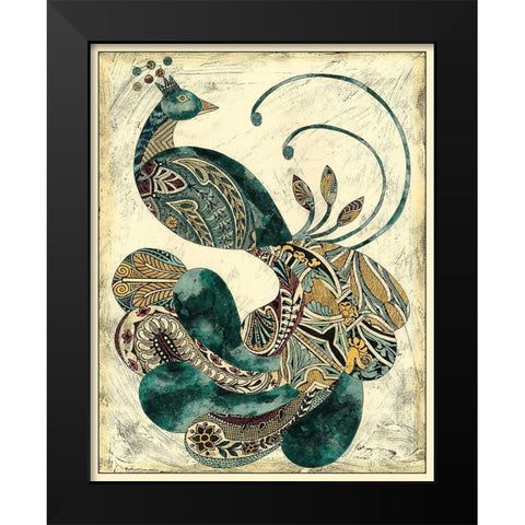 Royal Peacock I Black Modern Wood Framed Art Print by Zarris, Chariklia