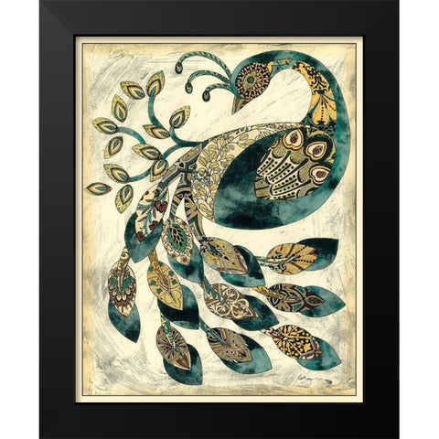 Royal Peacock II Black Modern Wood Framed Art Print by Zarris, Chariklia
