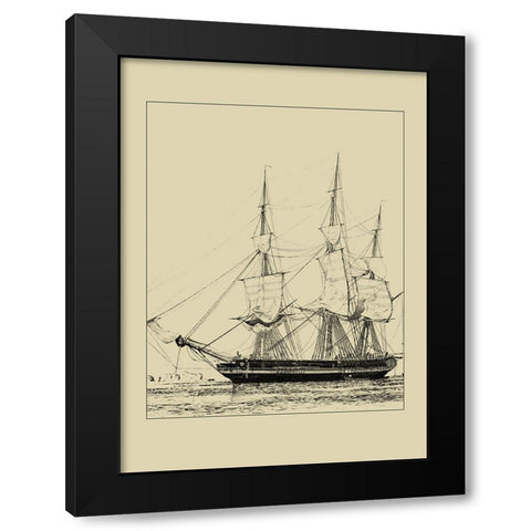 Ships and Sails V Black Modern Wood Framed Art Print by Vision Studio