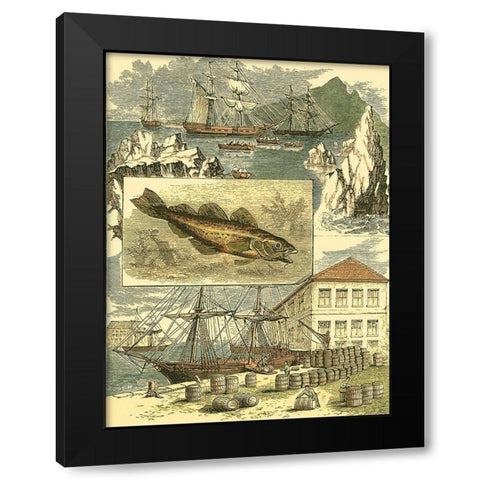 Fishermans Vignette II Black Modern Wood Framed Art Print with Double Matting by Vision Studio
