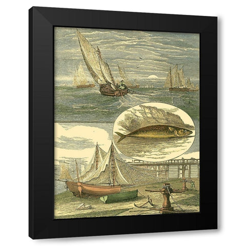 Fishermans Vignette III Black Modern Wood Framed Art Print with Double Matting by Vision Studio