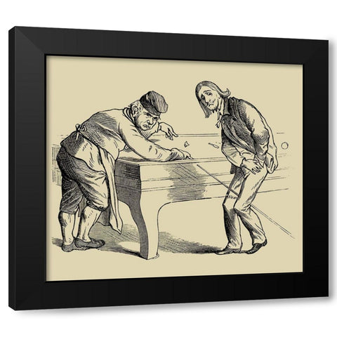 Pool Hall Antics II Black Modern Wood Framed Art Print by Unknown