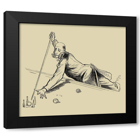 Pool Hall Antics III Black Modern Wood Framed Art Print by Unknown