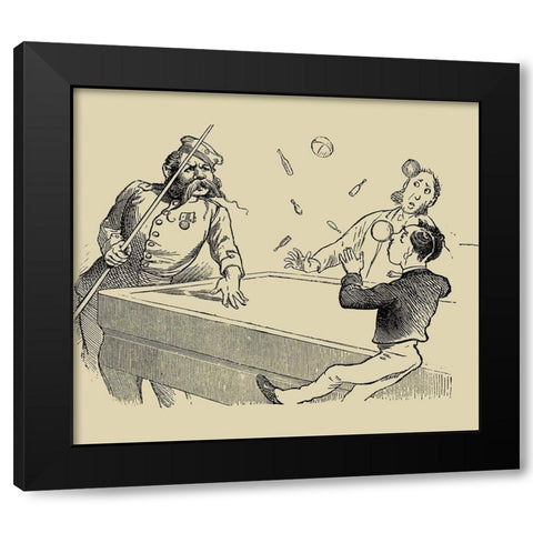 Pool Hall Antics VIII Black Modern Wood Framed Art Print by Unknown