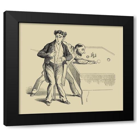 Pool Hall Antics X Black Modern Wood Framed Art Print by Unknown