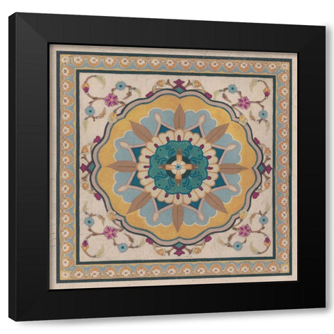 Floral Bazaar Tile II Black Modern Wood Framed Art Print with Double Matting by Vess, June Erica
