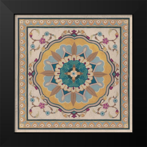 Floral Bazaar Tile II Black Modern Wood Framed Art Print by Vess, June Erica