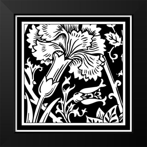 Printed Graphic Floral Motif I Black Modern Wood Framed Art Print by Vision Studio