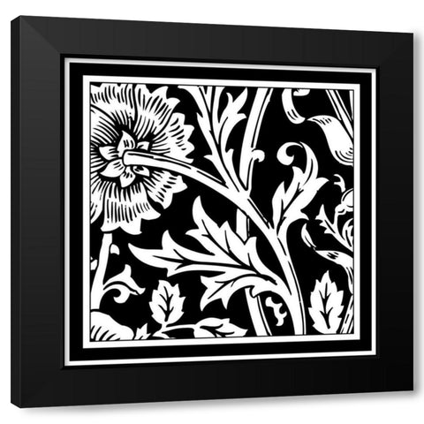 Printed Graphic Floral Motif IV Black Modern Wood Framed Art Print by Vision Studio