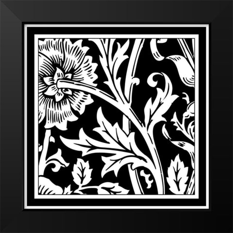 Printed Graphic Floral Motif IV Black Modern Wood Framed Art Print by Vision Studio