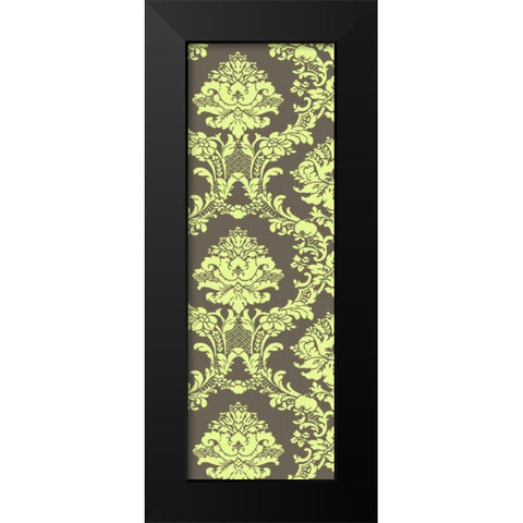 Small Vivid Damask in Green I Black Modern Wood Framed Art Print by Vision Studio
