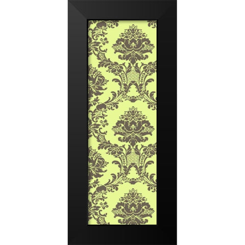 Small Vivid Damask in Green II Black Modern Wood Framed Art Print by Vision Studio