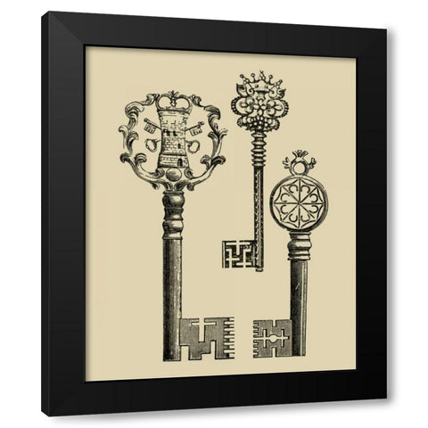 Antique Keys I Black Modern Wood Framed Art Print with Double Matting by Vision Studio