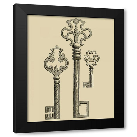 Antique Keys II Black Modern Wood Framed Art Print by Vision Studio