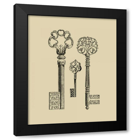 Antique Keys III Black Modern Wood Framed Art Print with Double Matting by Vision Studio
