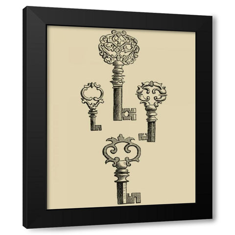 Antique Keys IV Black Modern Wood Framed Art Print with Double Matting by Vision Studio