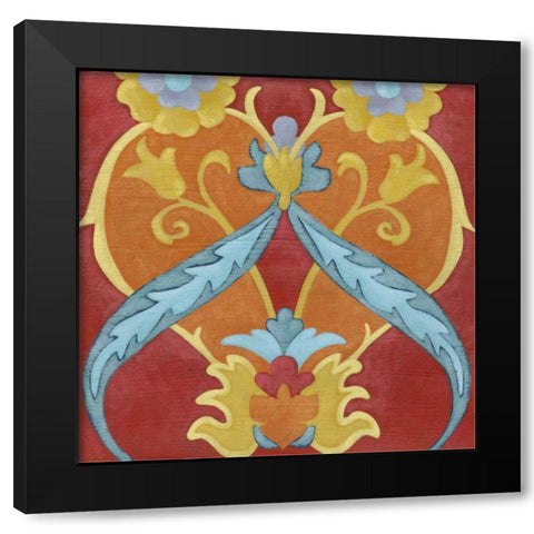 Alhambra Pattern IV Black Modern Wood Framed Art Print with Double Matting by Zarris, Chariklia