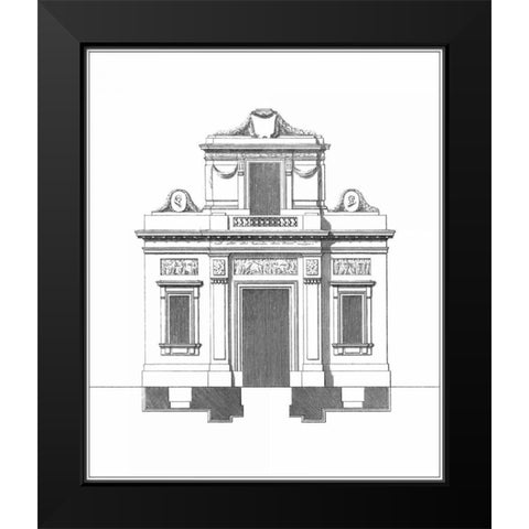 B and W Parisian Facade I Black Modern Wood Framed Art Print by Deneufforge