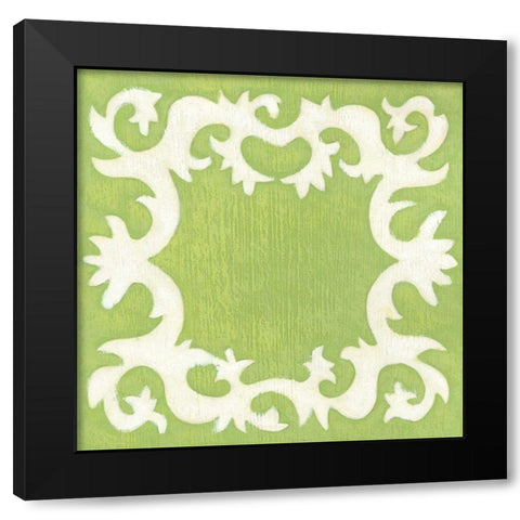 Petite Suzani in Green Black Modern Wood Framed Art Print with Double Matting by Zarris, Chariklia