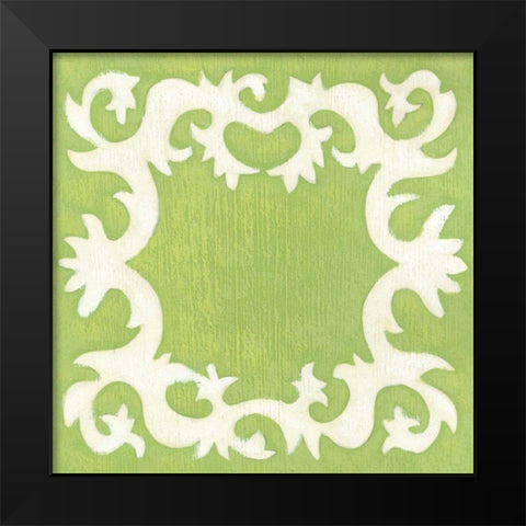 Petite Suzani in Green Black Modern Wood Framed Art Print by Zarris, Chariklia