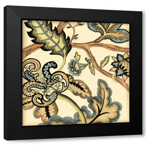 Small Jacobean Tile II Black Modern Wood Framed Art Print with Double Matting by Zarris, Chariklia
