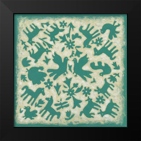 Folk Story in Jade Black Modern Wood Framed Art Print by Zarris, Chariklia