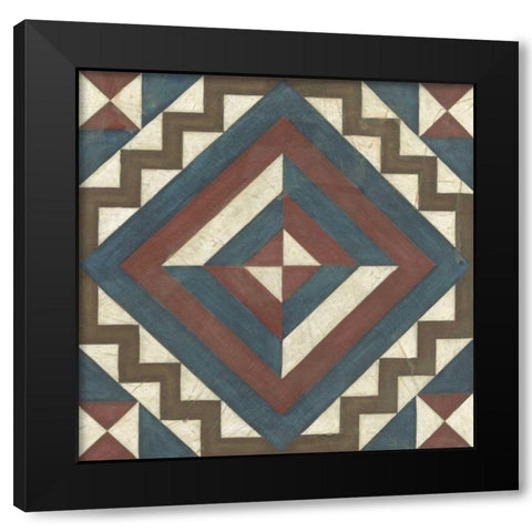 Quilt Motif I Black Modern Wood Framed Art Print by Vess, June Erica