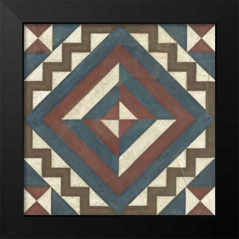 Quilt Motif I Black Modern Wood Framed Art Print by Vess, June Erica