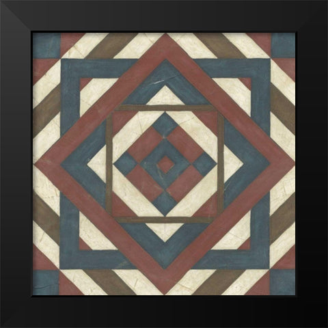 Quilt Motif IV Black Modern Wood Framed Art Print by Vess, June Erica