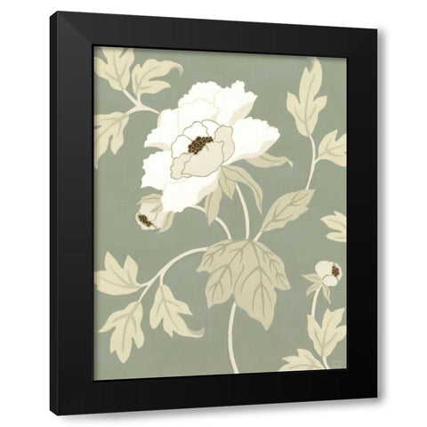 Small Peony Elegance I Black Modern Wood Framed Art Print by Slocum, Nancy