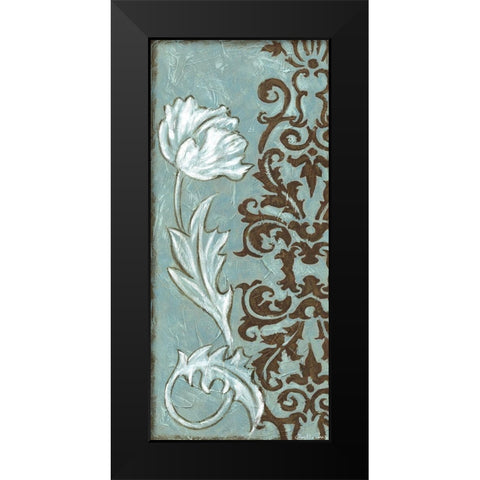 Floral and Damask I Black Modern Wood Framed Art Print by Zarris, Chariklia