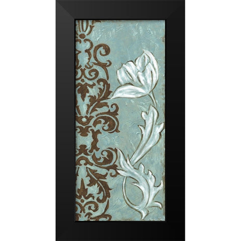 Floral and Damask II Black Modern Wood Framed Art Print by Zarris, Chariklia