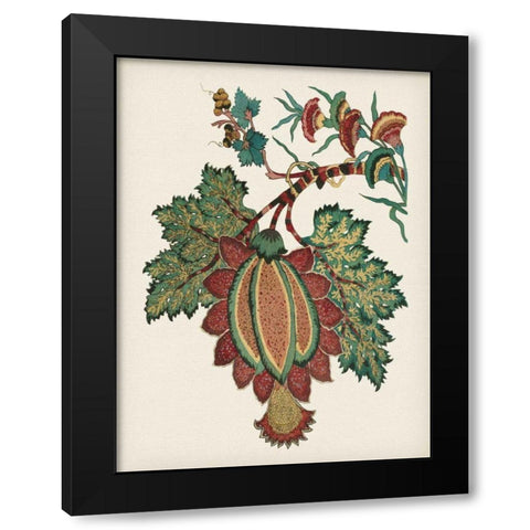 Small Jacobean Floral II Black Modern Wood Framed Art Print by Vision Studio