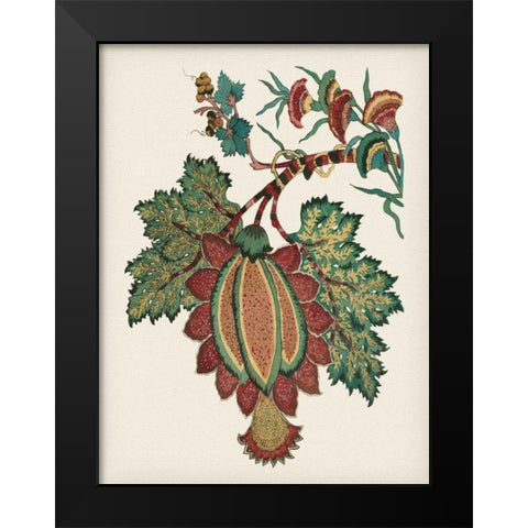 Small Jacobean Floral II Black Modern Wood Framed Art Print by Vision Studio
