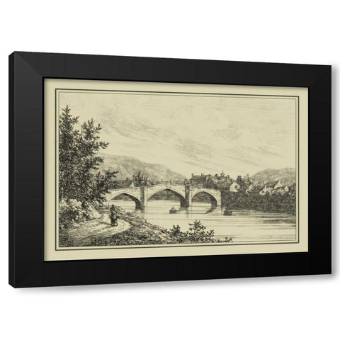 Idyllic Bridge I Black Modern Wood Framed Art Print with Double Matting by Wood, I.G.